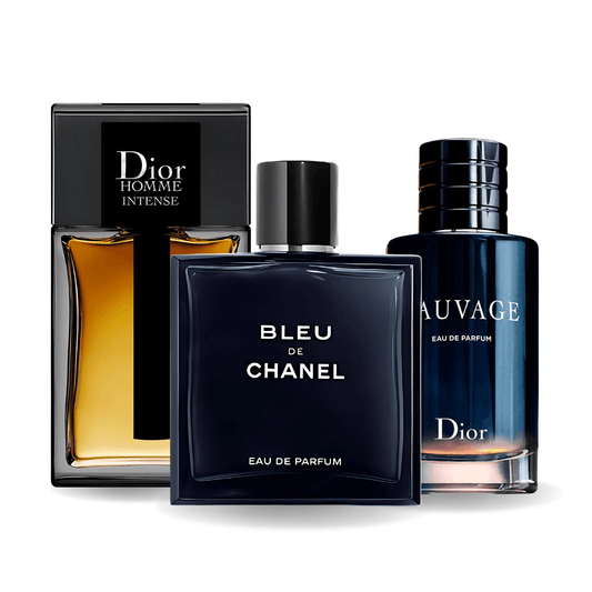 3 parfüümi komplekt | Sauvage Dior, Bleu de Chanel, Dior Homme Intense 100 ml