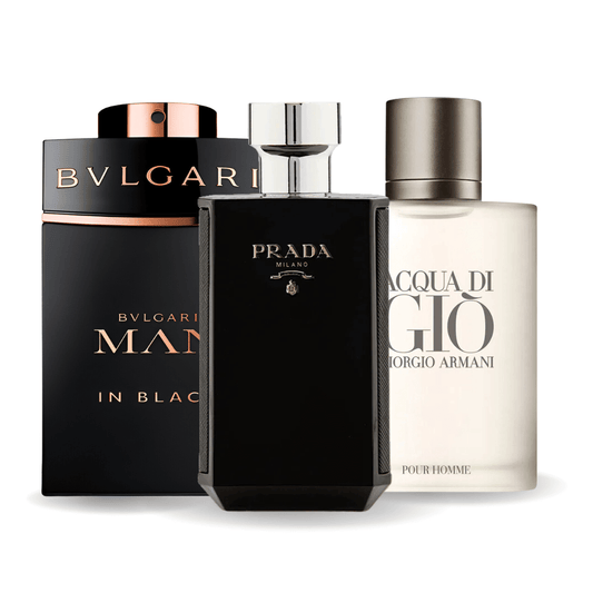 3 parfüümi komplekt | Bvlgari In Black, Giorgio Armani Acqua Di Gio, L'Homme Prada Intense 100 ml
